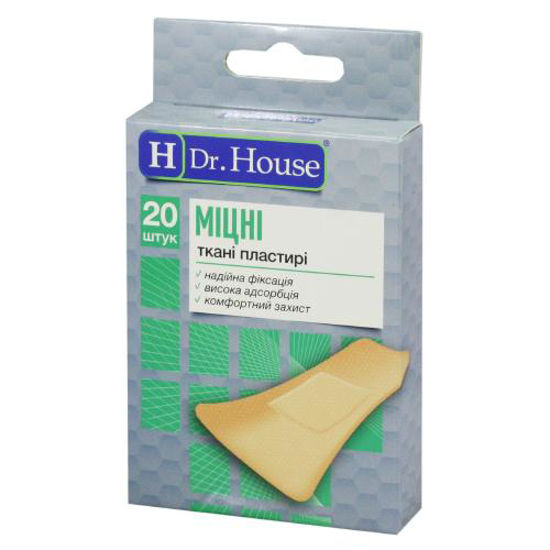 Пластир медичний бактерицидний H Dr. House 7.2 см х 2.3 см тканий №20